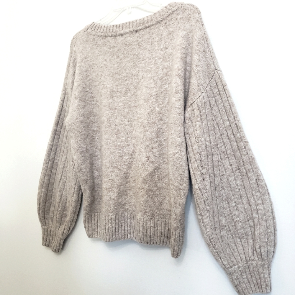 Nwot Max Studio Blush Ribbed Puffed Longsleeve Pullover Sweater - Picture 6 of 11